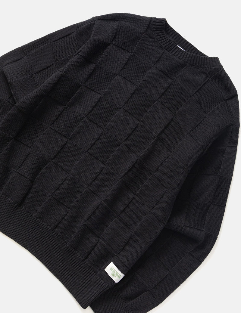 Service Works Check Knit Crewneck Sweater - Black