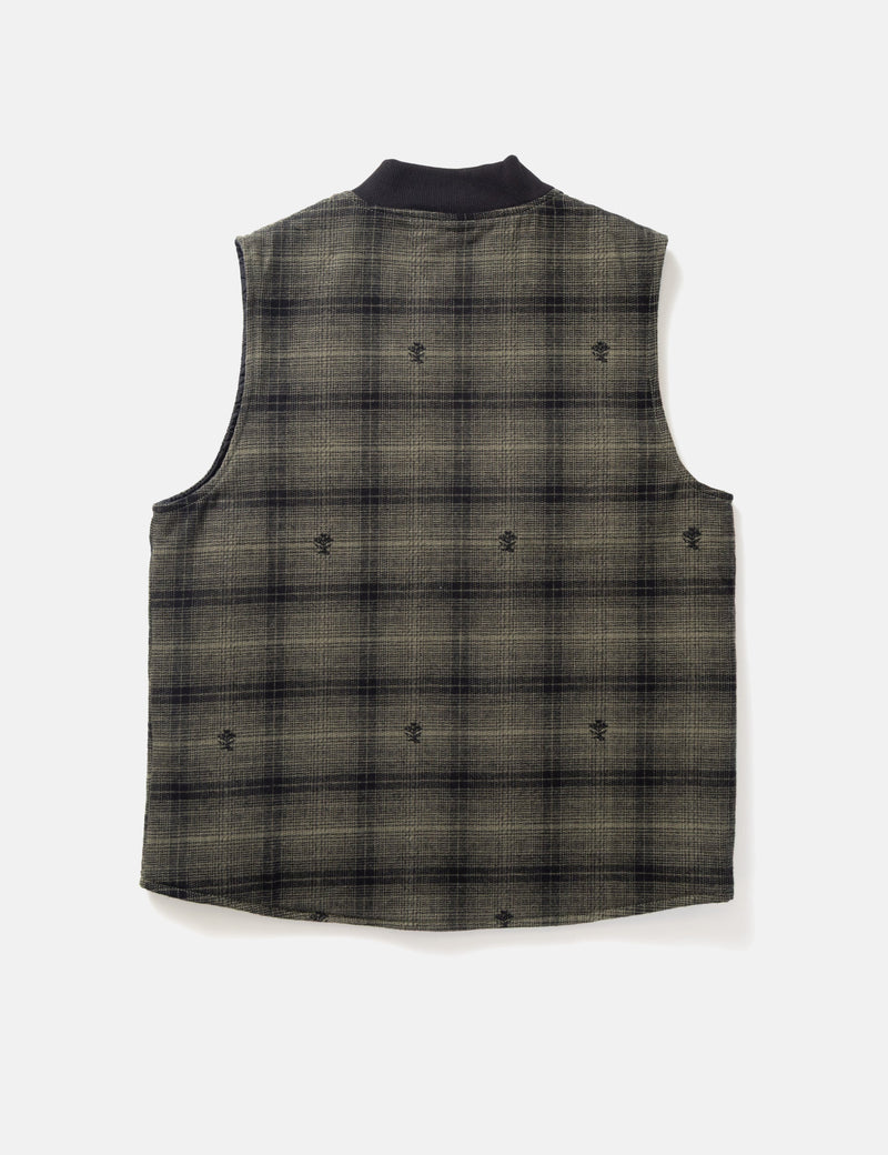 Service Works Thistle Plaid Work Vest - Olive Green