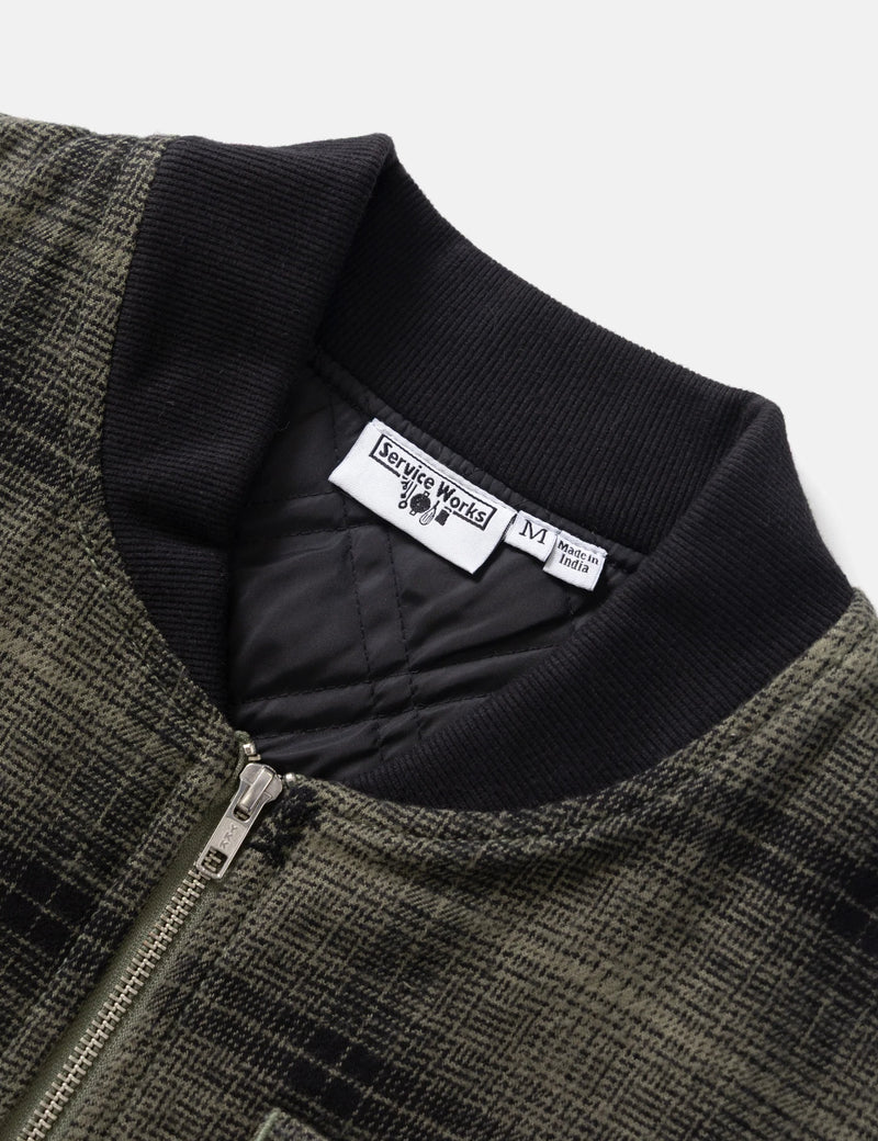 Service Works Thistle Plaid Work Vest - Olive Green