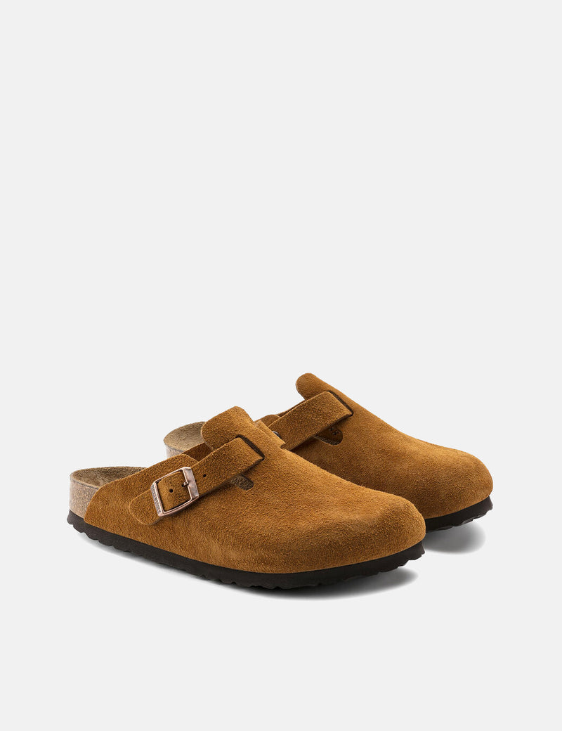 Womens Birkenstock Boston Suede Leather (Narrow, Soft Footbed) - Mink