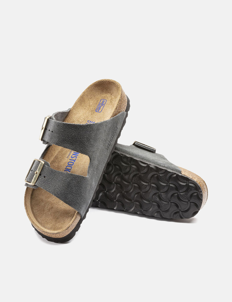 Birkenstock Arizona Suede Leather (Regular, Soft Footbed) - Dark Grey