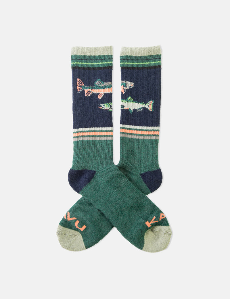 Kavu Moonwalk Socks - Go Fish Green