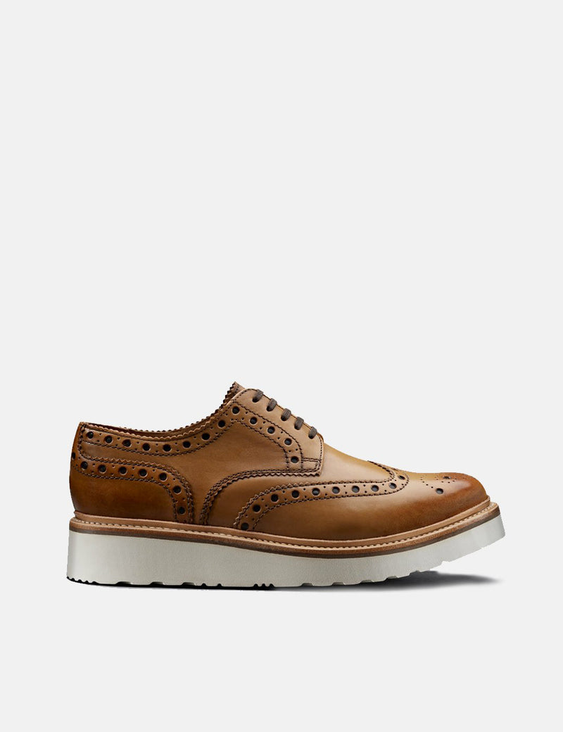 Grenson Stanley Tan Oxford Brogue Leather Shoes