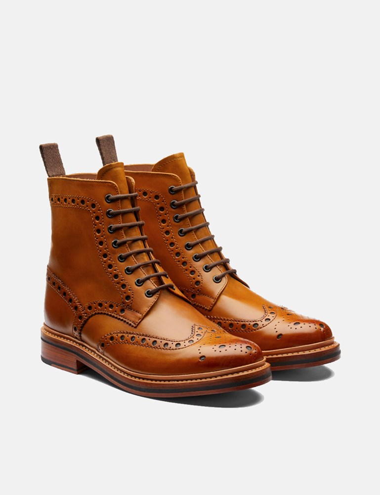 Grenson Fred Brogue Boot (Leather) - Tan