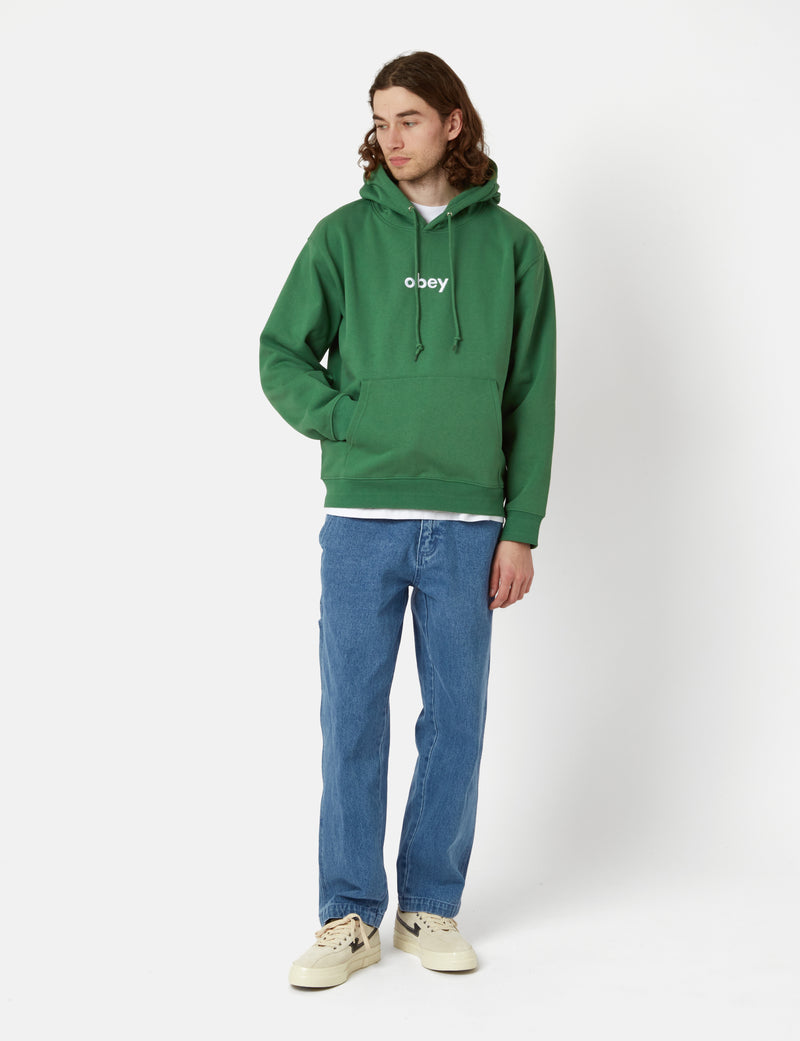 OBEY Lowercase Hooded Sweatshirt Palm Leaf Green I Urban Excess