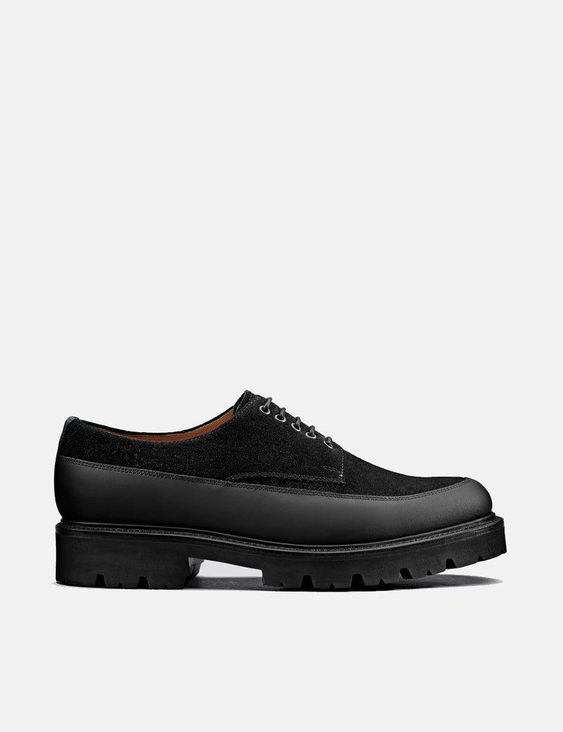 Grenson Earl Derby Shoe 112560 (Suede/Leather) - Black