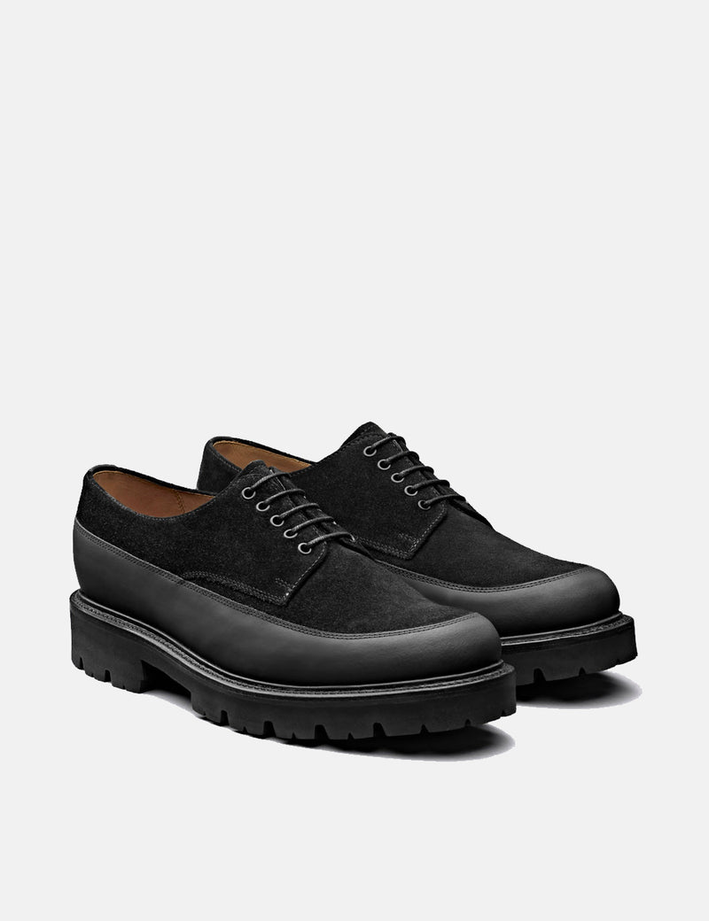 Grenson Earl Derby Shoe 112560 (Suede/Leather) - Black