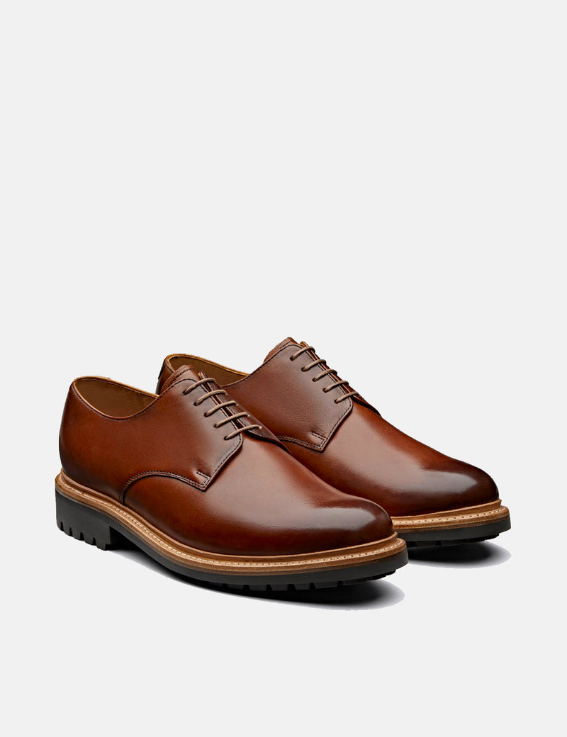 Grenson Curt Derby Shoes (Hand Painted Leather) - Tan