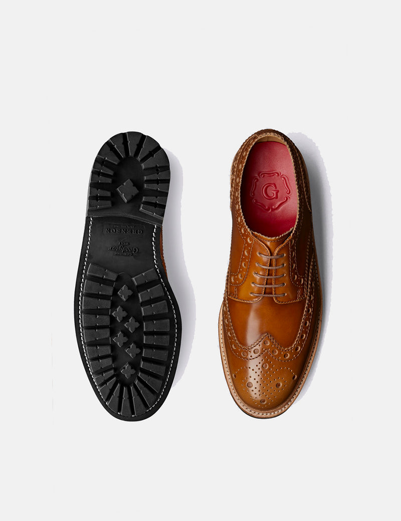 Grenson Archie Brogue Shoes - Amber