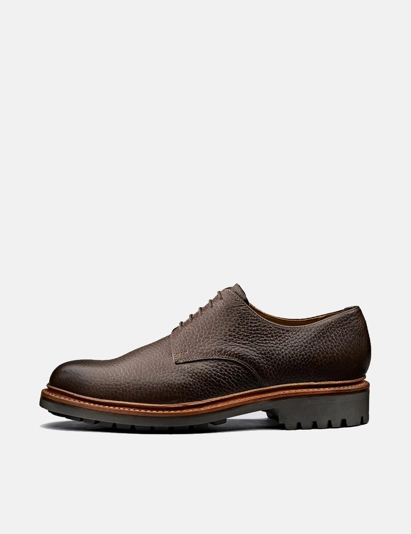 Grenson Curt Derby Shoe (Natural Grain) - Dark Brown