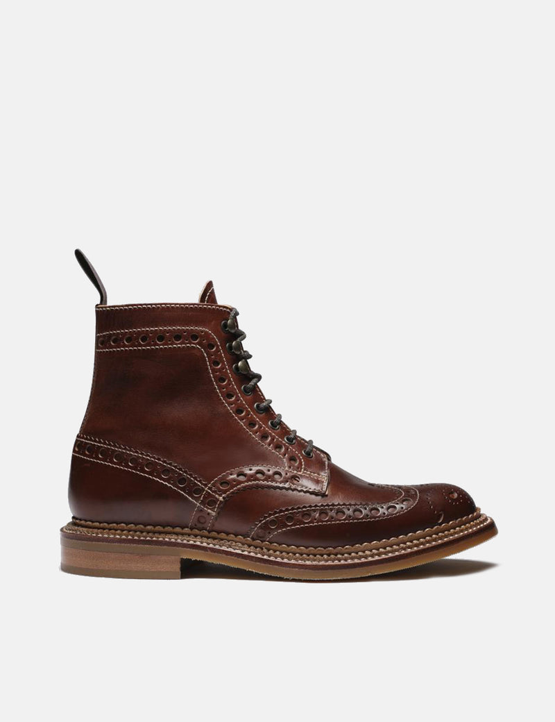 Grenson Fred Triple Welt Brogue Boot (Chromexcel Leather) - Dark Brown