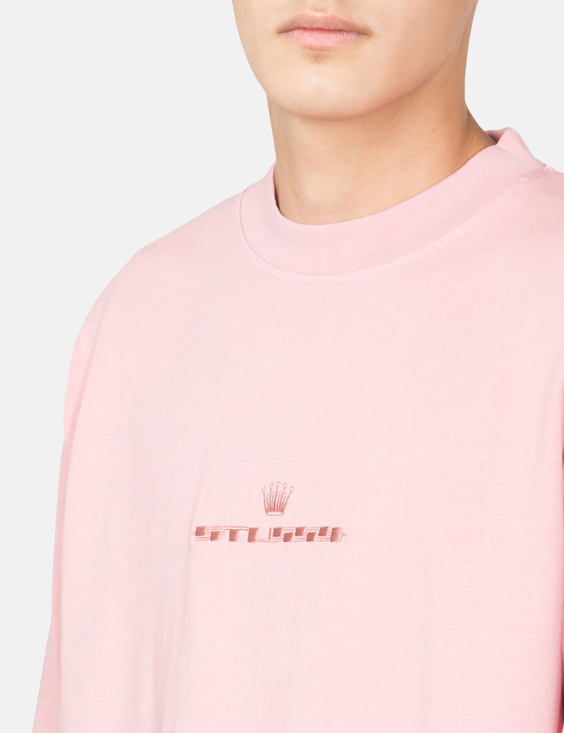 Stussy Overdyed Mock Neck Long Sleeve T-Shirt - Pink
