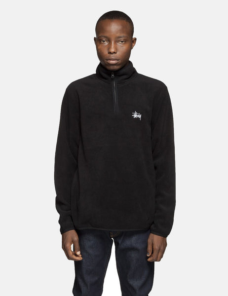 Stussy Polar Fleece Half Zip Sweatshirt - Black