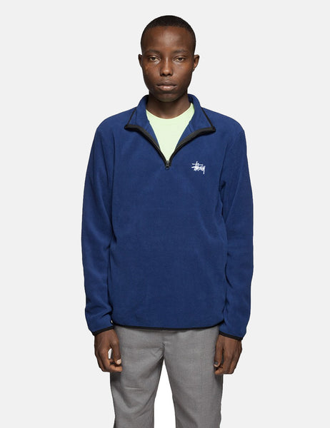 Stussy Polar Fleece Half Zip Sweatshirt - Royal Blue | URBAN EXCESS.