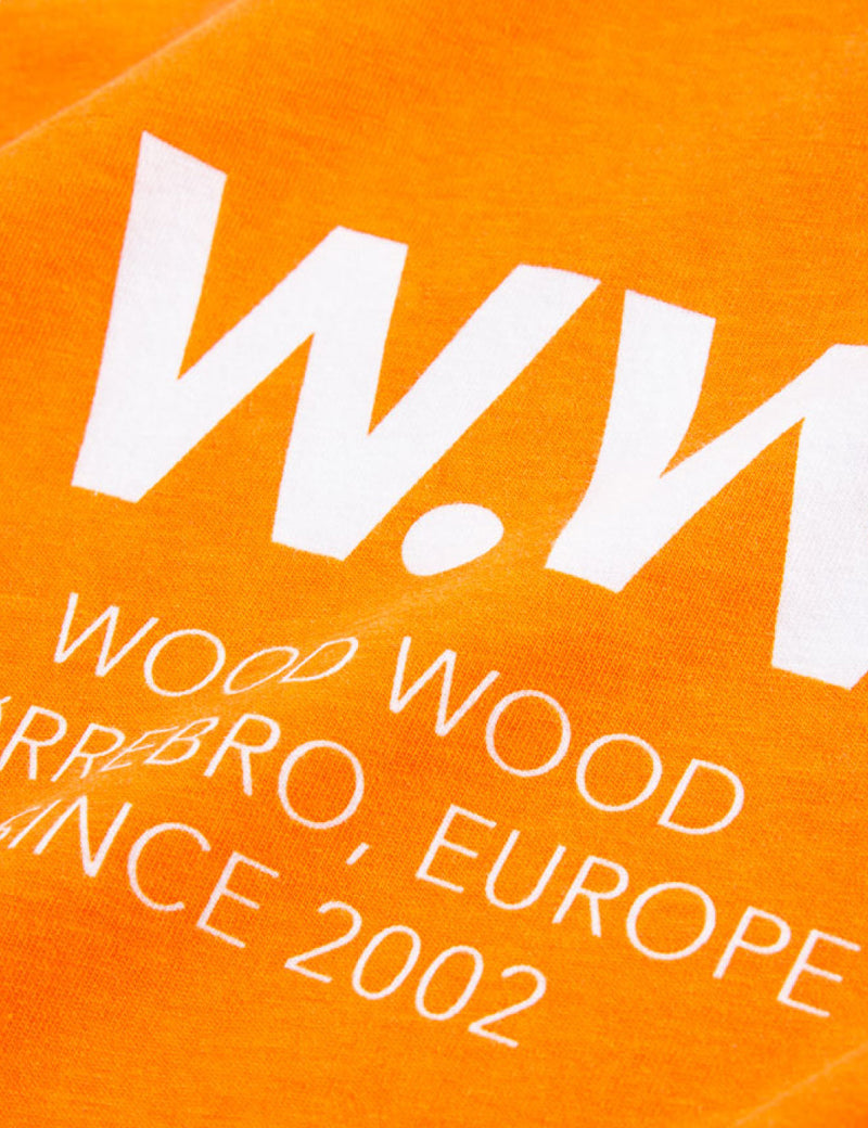 Wood Wood WW Square T-Shirt - Bright White/Orange