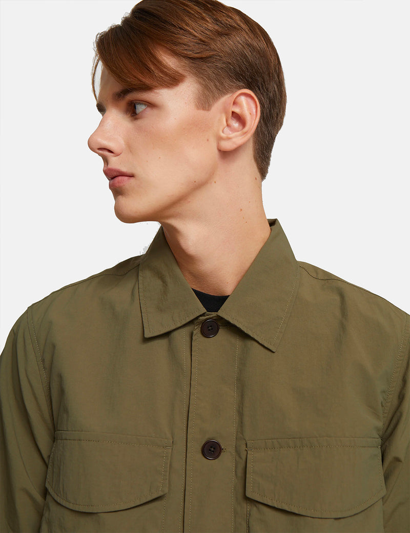 Wood Wood Fabian Tech Overshirt - Olive Green