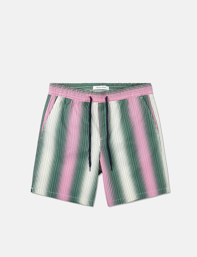 Wood Wood Roy Gradient Stripe Swimshorts - Light Green