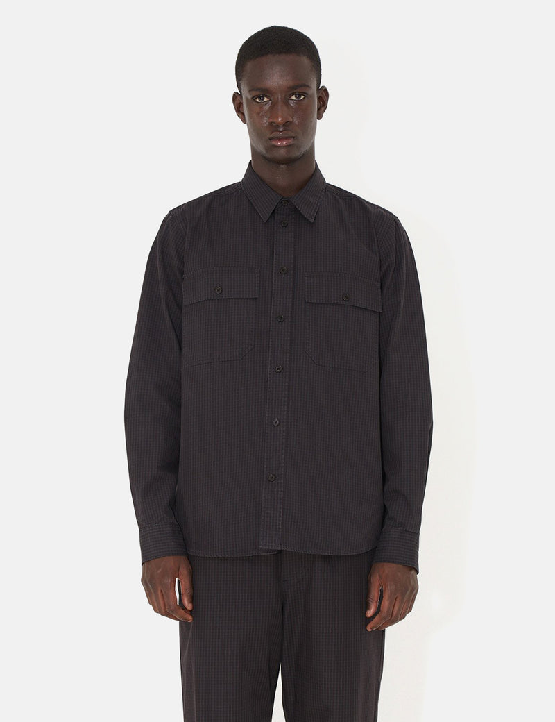 Wood Wood Avenir Crispy Check Shirt - Black