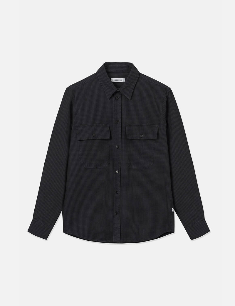 Wood Wood Avenir Crispy Check Shirt - Black