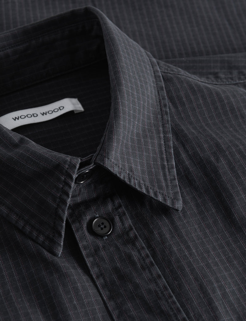 Wood Wood Avenir Crispy Check Shirt - Black