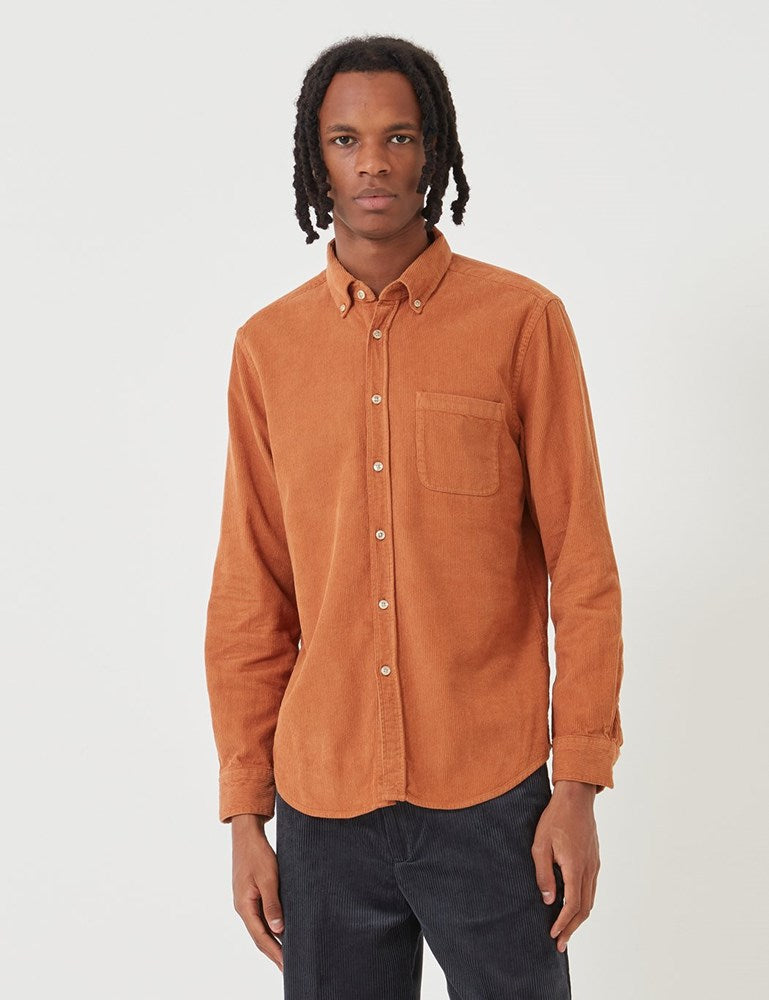 Portuguese Flannel Lobo Shirt (Cord) - Pastel Brick Orange