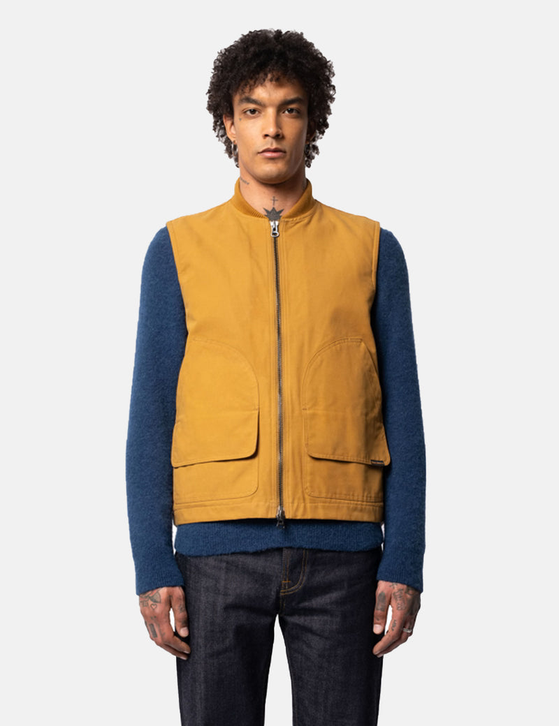 Nudie Jeans Douglas Duck Vest - Ochre Brown