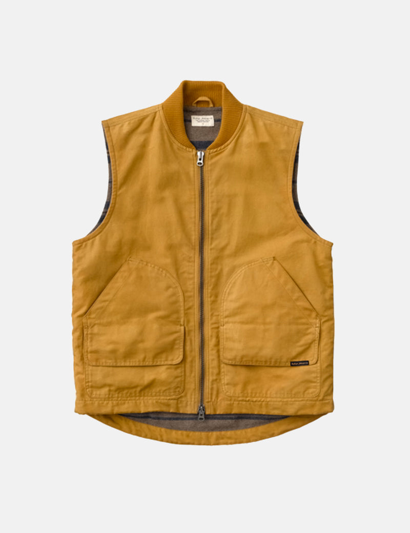 Nudie Jeans Douglas Duck Vest - Ochre Brown