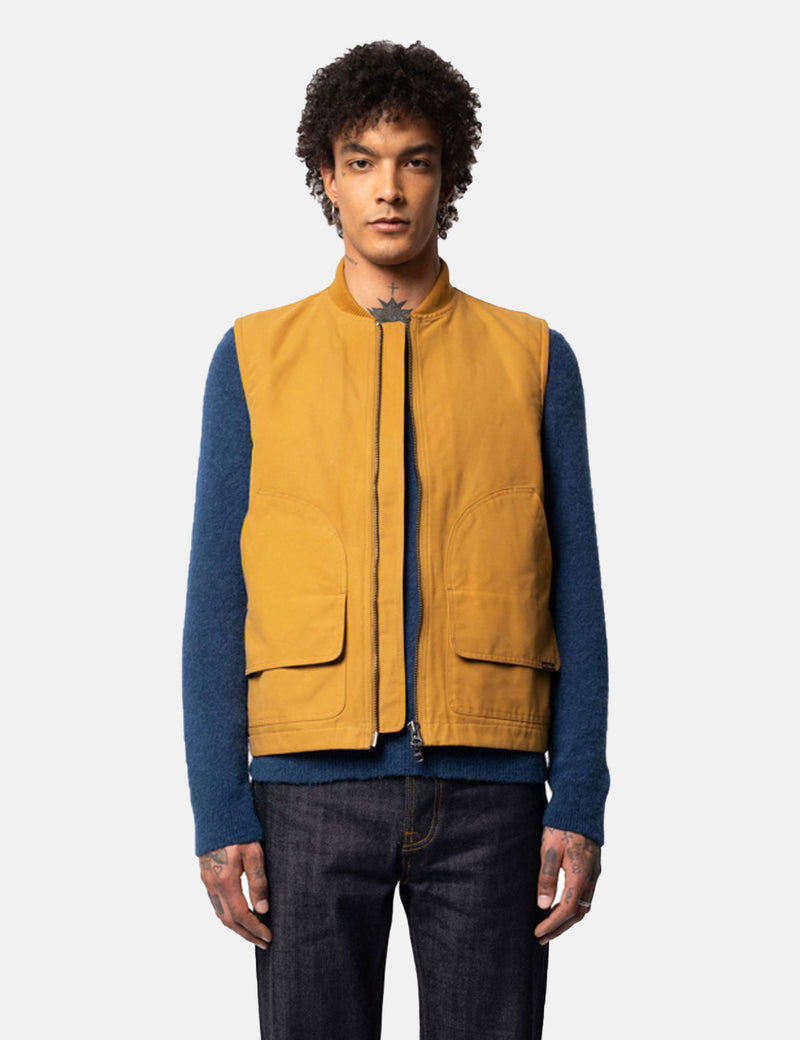 Nudie Jeans Douglas Duck Vest - Ochre Brown