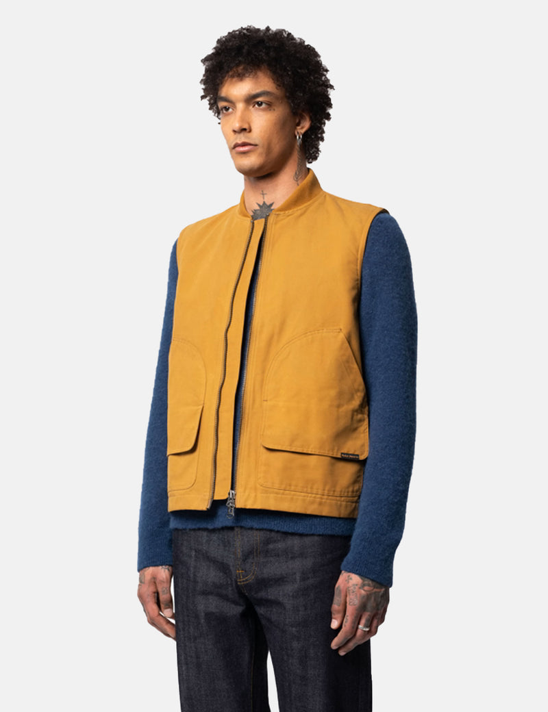 Nudie Jeans Douglas Duck Vest - Ochre Brown