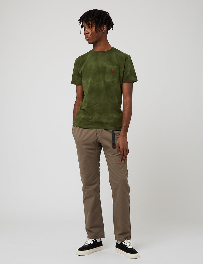 Gramicci One Point Pocket T-Shirt (Tie Dye) - Olive Green