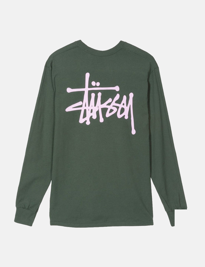 Stussy Basic Long Sleeve T-Shirt - Dark Forest Green