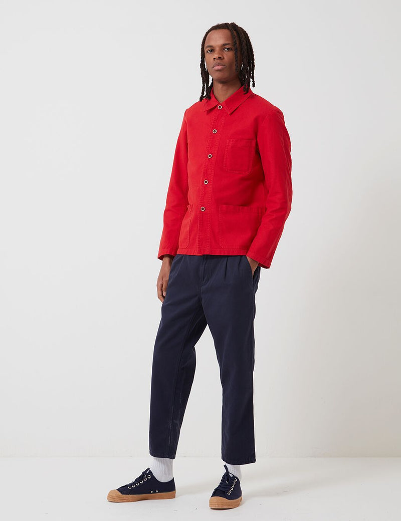 Vetra French Workwear Jacket Short (Cotton Drill) - Poppy Red