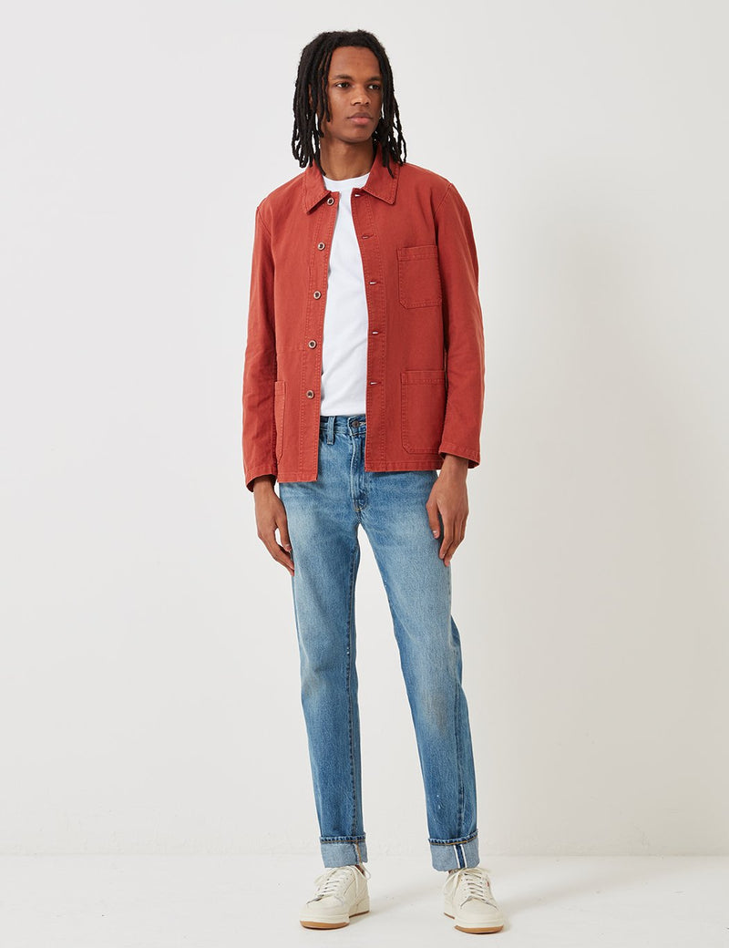 Vetra French Workwear Jacket Short (Dungaree Wash Twill) - Quince Red