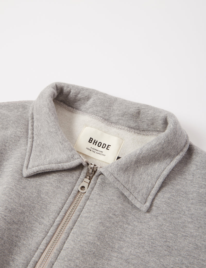 Bhode Pigment Dyed 1/4 Zip Sweat (Organic/Canada Origin, 16oz) - Archive Grey