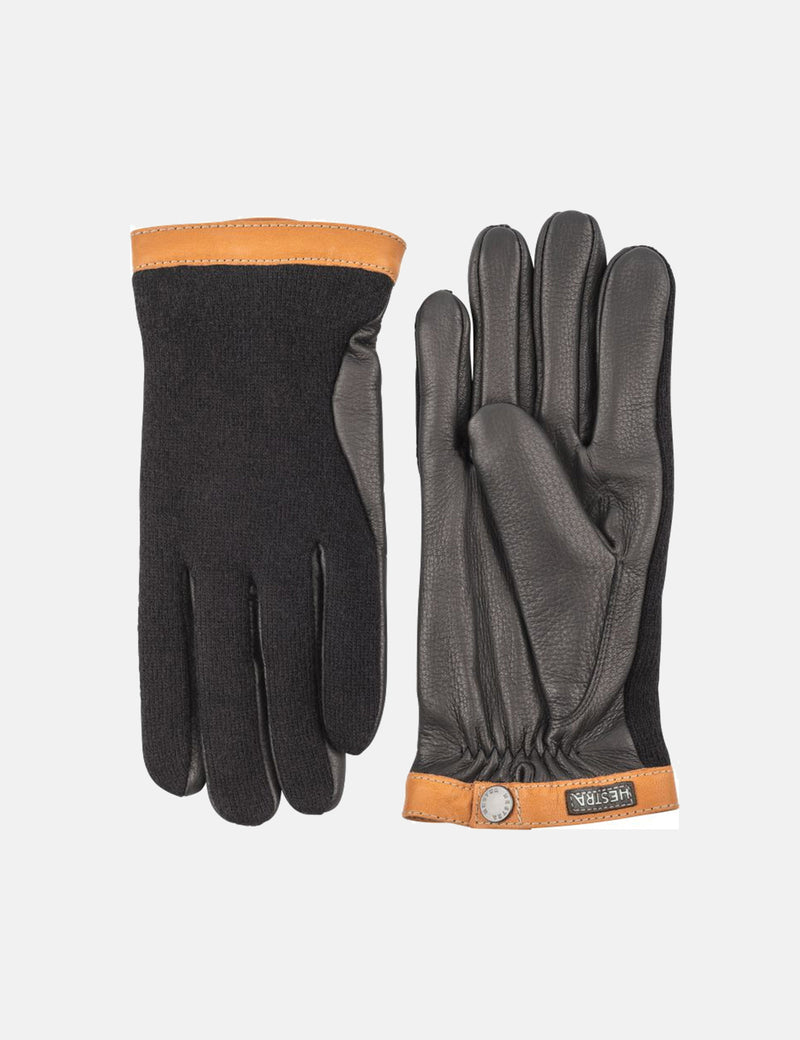 Hestra Tricot Deerskin Wool Gloves - Black/Black