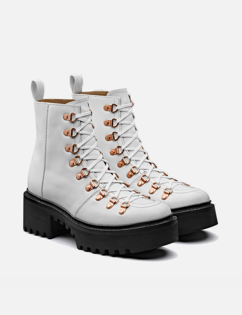 Womens Grenson Nanette Hiker Platform Sole Boots (Leather) - White Colorado