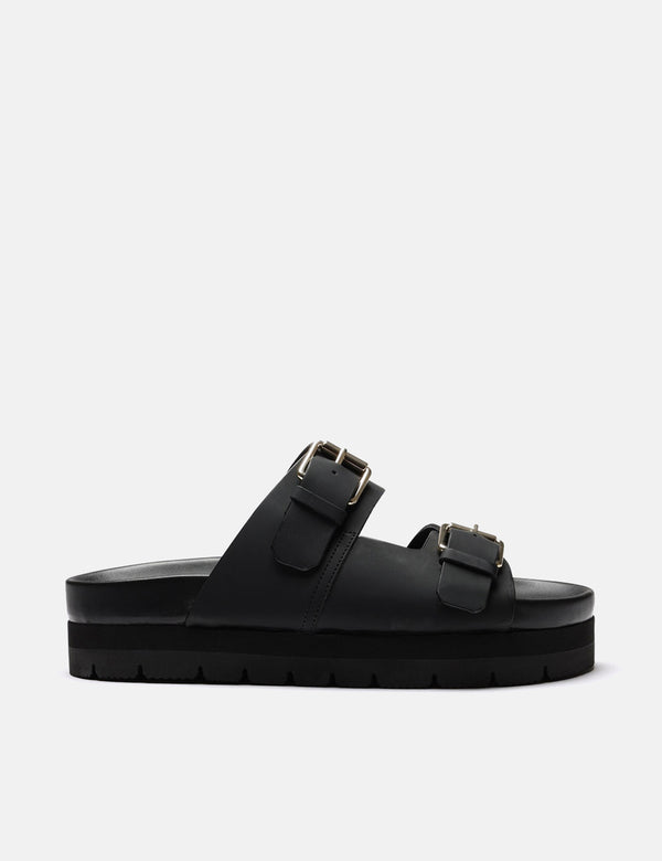 Womens Grenson Flora Slides (Rubberised) - Black