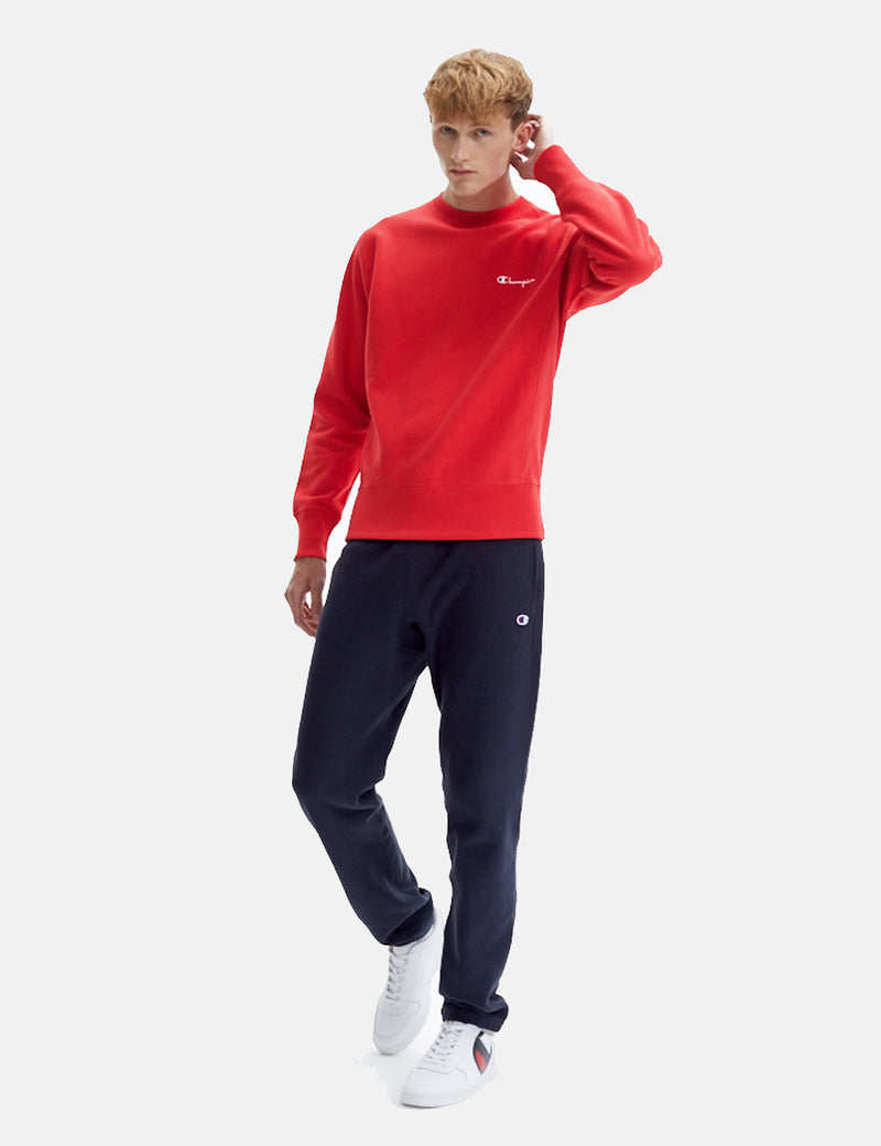Champion Script Logo Reverse Weave Sweatshirt Red URBAN EXCESS