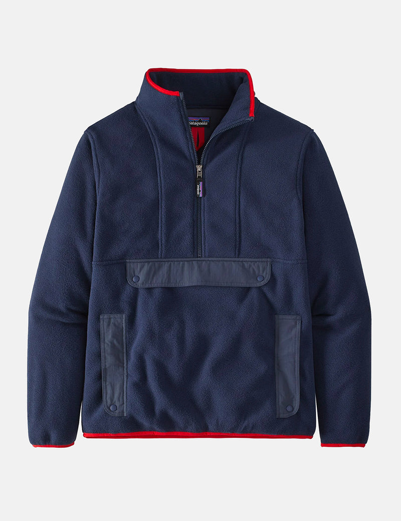 Patagonia Synchilla Anorak Fleece Jacket - New Navy Blue w/Smolder Blue