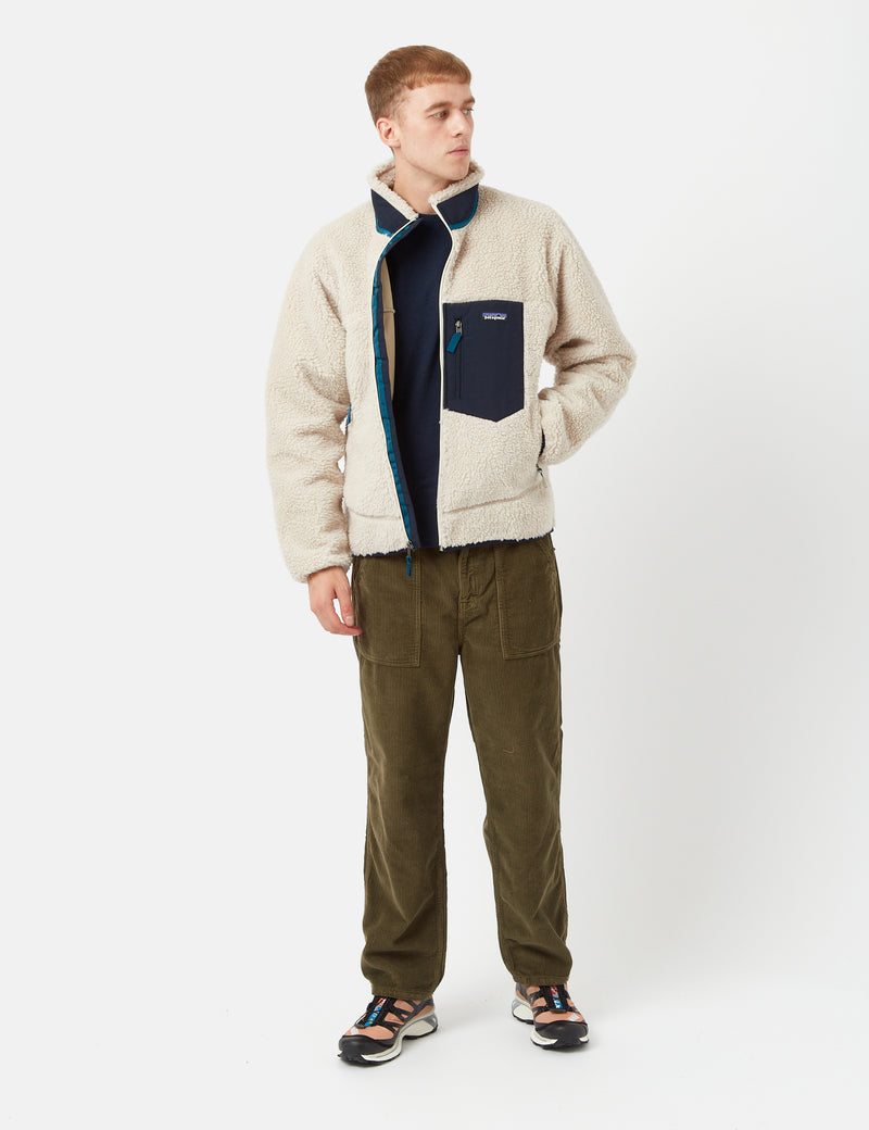 Patagonia Classic Retro-X Jacket - Natural/Navy Blue