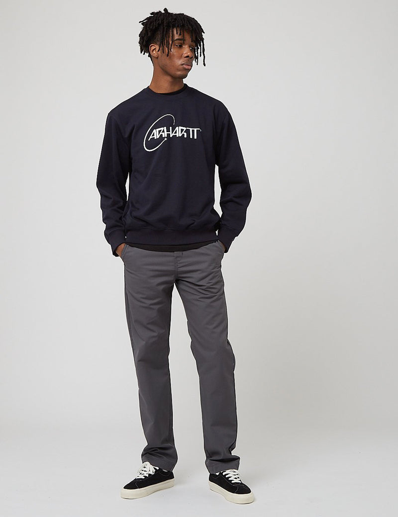 Carhartt-WIP Orbit Sweatshirt - Dark Navy Blue/White