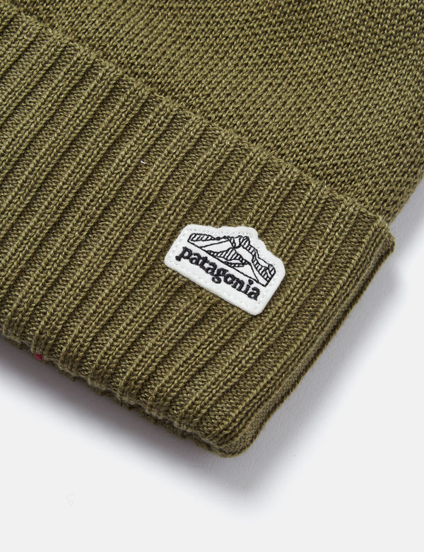 Patagonia Powder Town Line Logo Ridge Beanie Hat - Wyoming Green