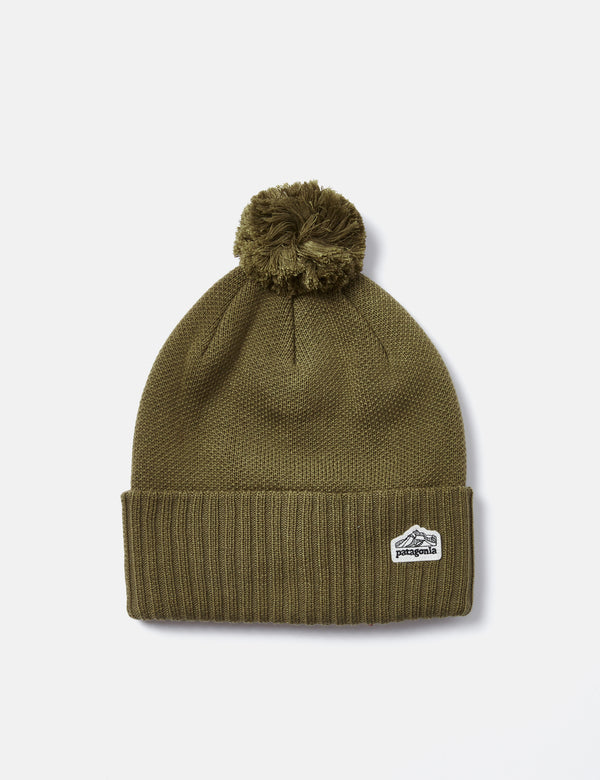 Patagonia Powder Town Line Logo Ridge Beanie Hat - Wyoming Green