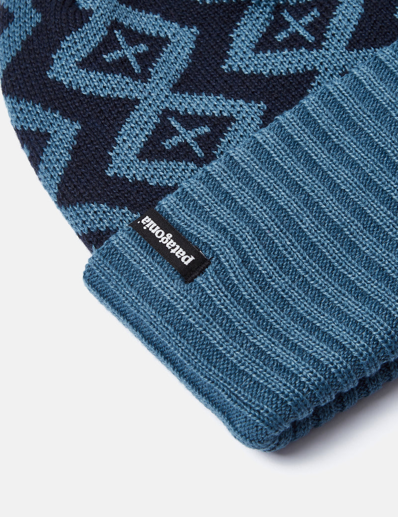 Patagonia Powder Town Perennial Pinecone Beanie Hat - Wavy Blue