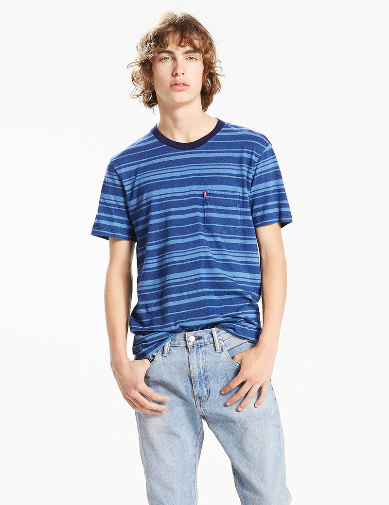 Levis Sunset Pocket Stripe T-Shirt - Light Indigo Blue