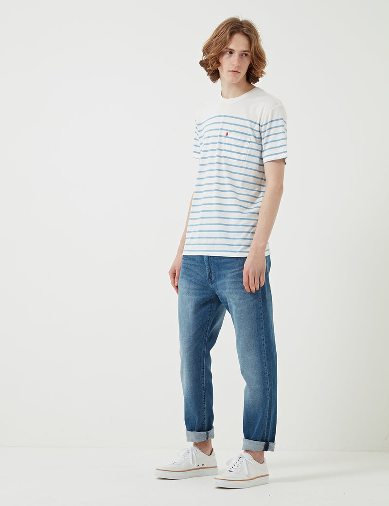 Levis Sunset Pocket T-shirt (Stripe) - Supima Marshmallow/Allure Stripe