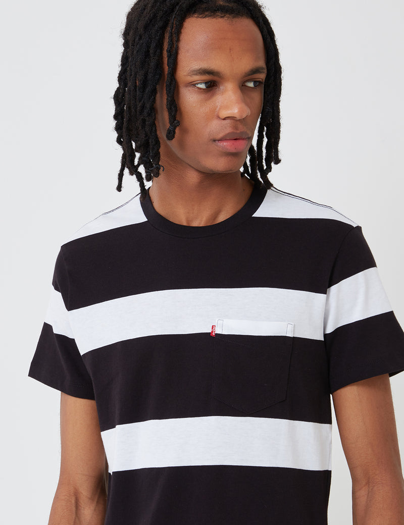 Levis Set-In Sunset Pocket T-shirt (Stripe) - White/Black