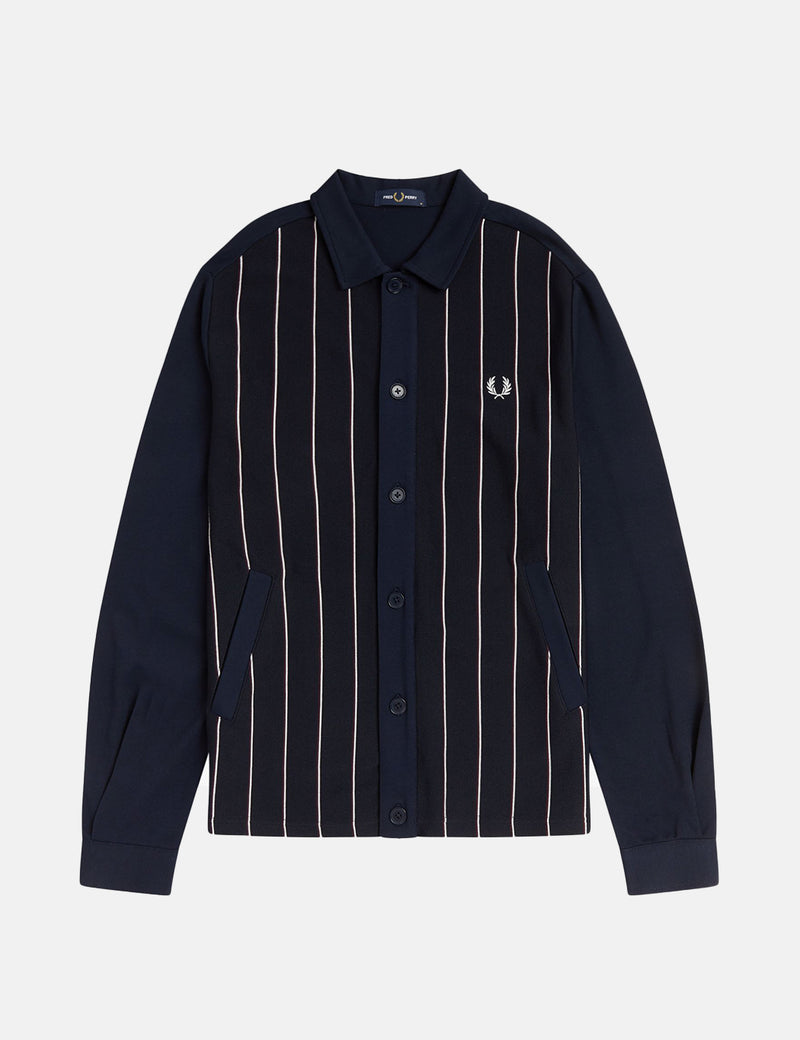 Fred Perry Knitted Panel Track Jacket - Navy Blue
