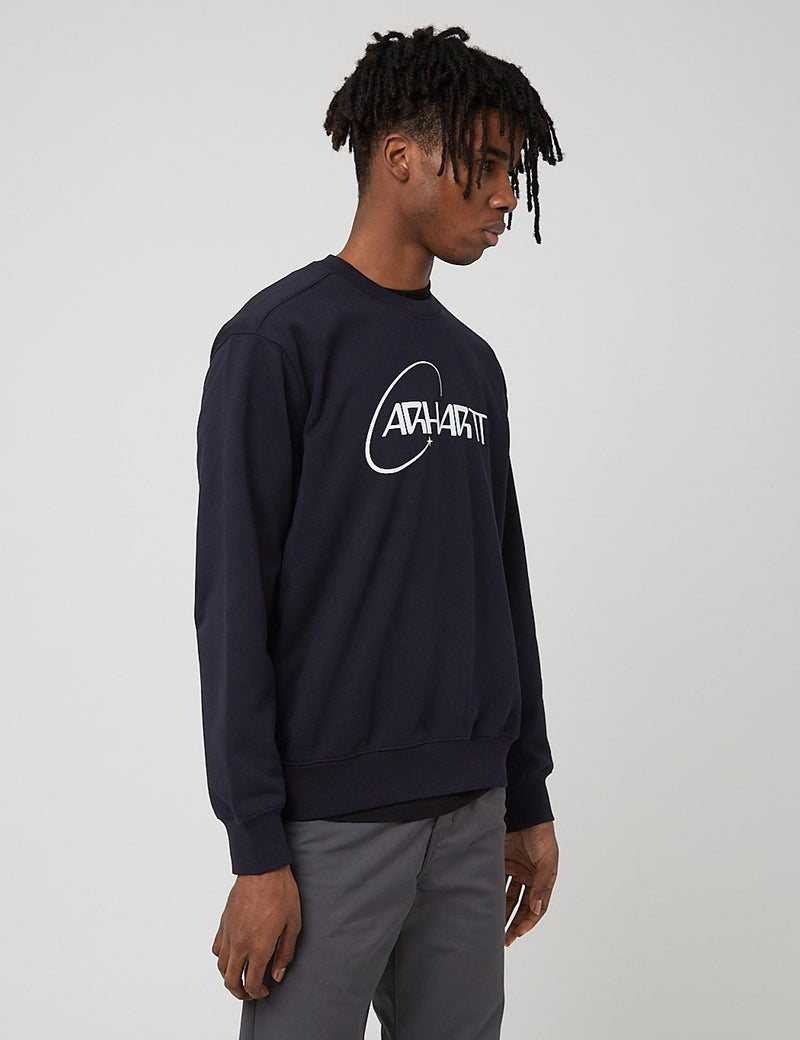 Carhartt-WIP Orbit Sweatshirt - Dark Navy Blue/White