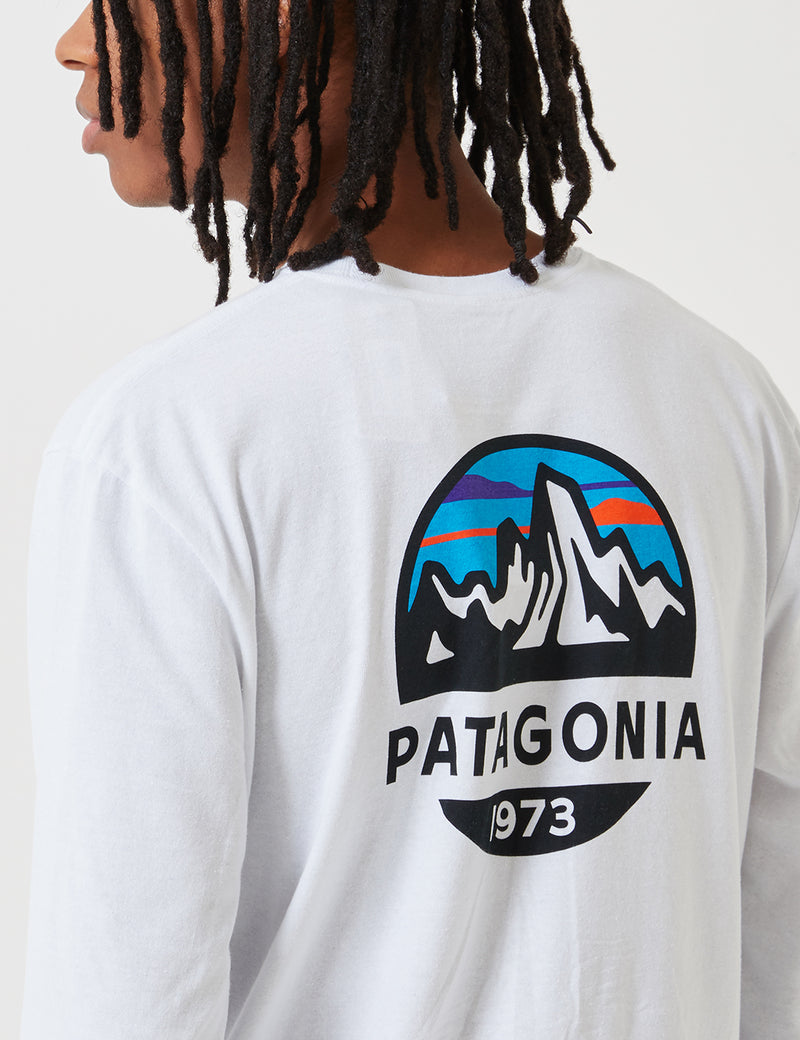 Patagonia Fitz Roy Scope Long Sleeve Responsibili­-Tee T-Shirt - White